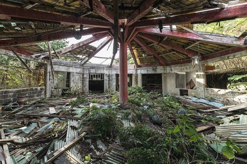 Opuštěný hotel na japonském ostrově Hačidžódžima