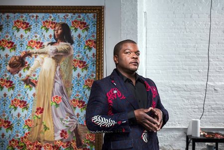 Malíř Kehinde Wiley se svým obrazem