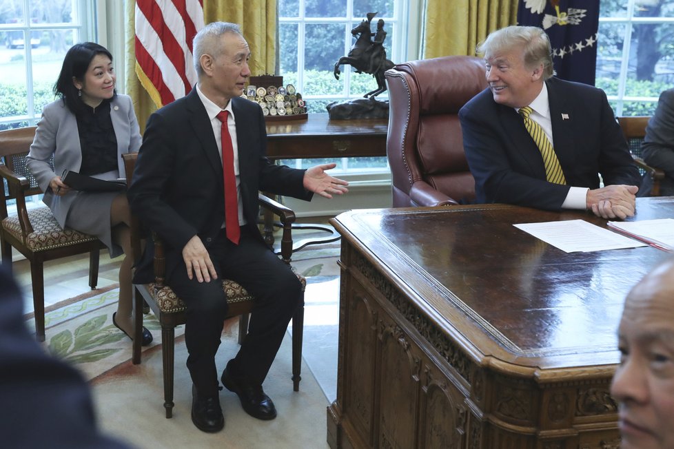 Americký prezident Donald Trump jednal s čínským vicepremiérem Liouem o konci obchodní války mezi Čínou a USA, (5.04.2019).