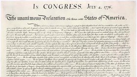 Deklarace nezávislosti USA.