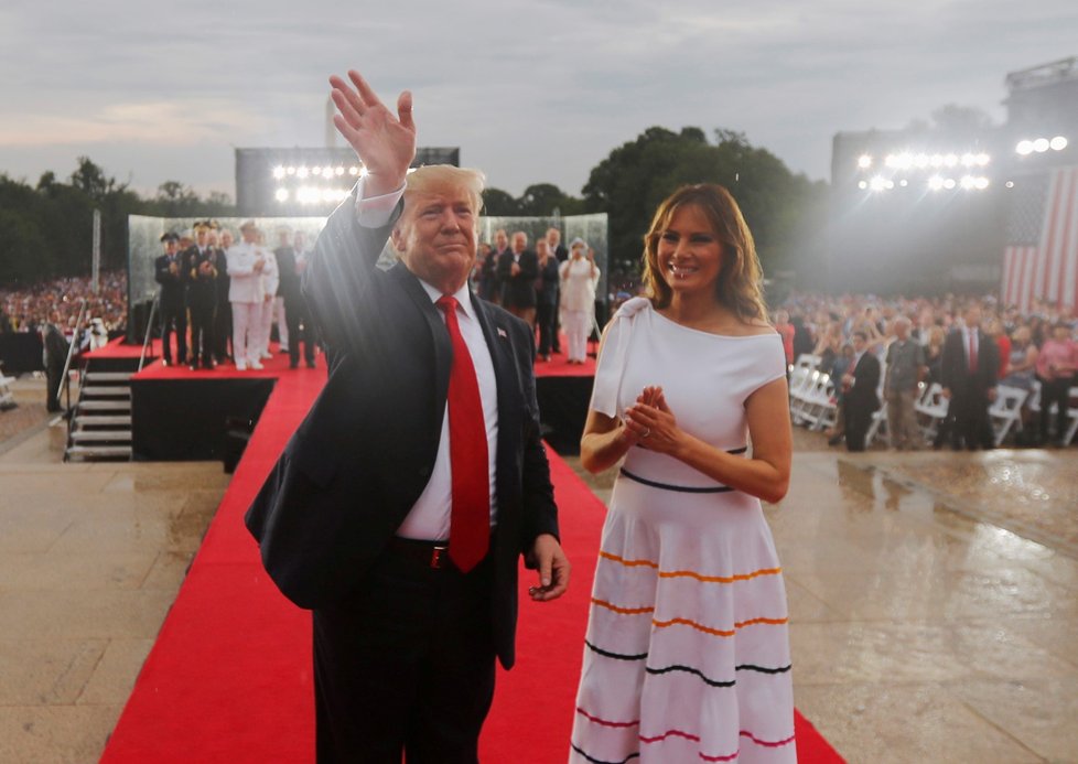 Prezident Donald Trump s manželkou Melanií na oslavách Dne nezávislosti