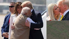 Americký prezident Donald Trump s manželkou Melanií zahájil návštěvu v Indii, (24.02.2020). Při letu se oklikou vyhnul českému Brnu.