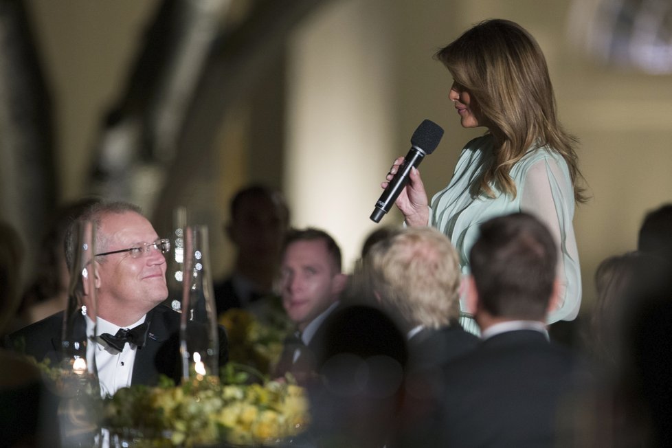 Prezident USA Donald Trump s manželkou Melanií hostili australského premiéra Scotta Morrisona s manželkou Jenny.