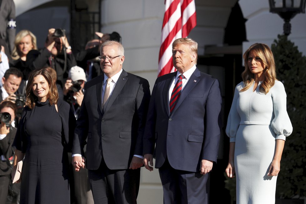 Prezident USA Donald Trump s manželkou Melanií hostili australského premiéra s manželkou Jenny.