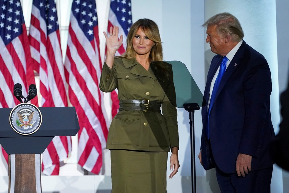 Prezident USA Donald Trump s manželkou Melanií na sjezdu republikánů v srpnu 2020