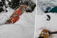 Snowboardista zůstal uvězněný pod sněhem: Dramatickou záchranu zachytilo působivé video