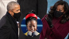 Básnířka prozradila, proč bývalá první dáma USA Obamová okřikovala manžela na Bidenově inauguraci.