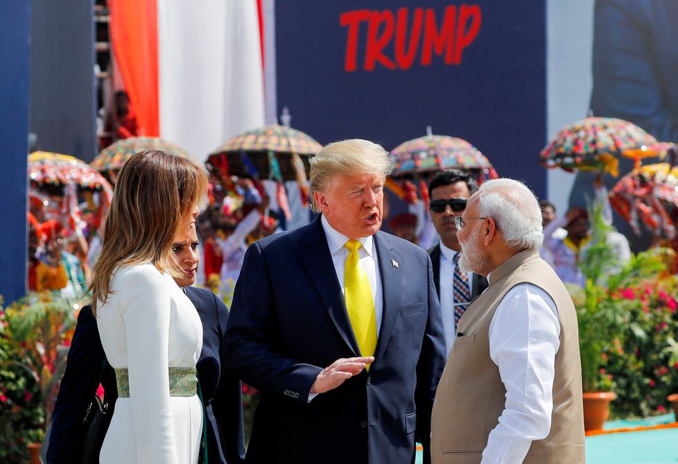 Americký prezident Donald Trump s manželkou Melanií zahájil návštěvu v Indii, (24.02.2020). Na snímku s indickým premiérem Modím.