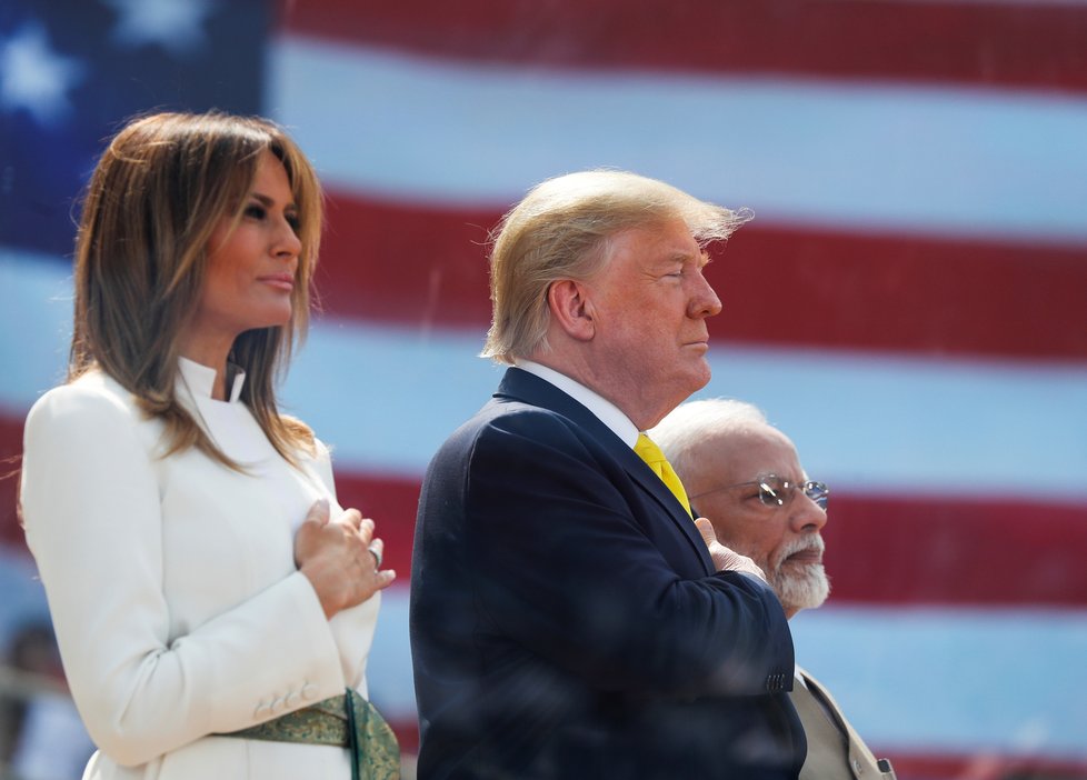 Americký prezident Donald Trump s manželkou Melanií zahájil návštěvu v Indii, (24.02.2020). Na snímku s indickým premiérem Modím.