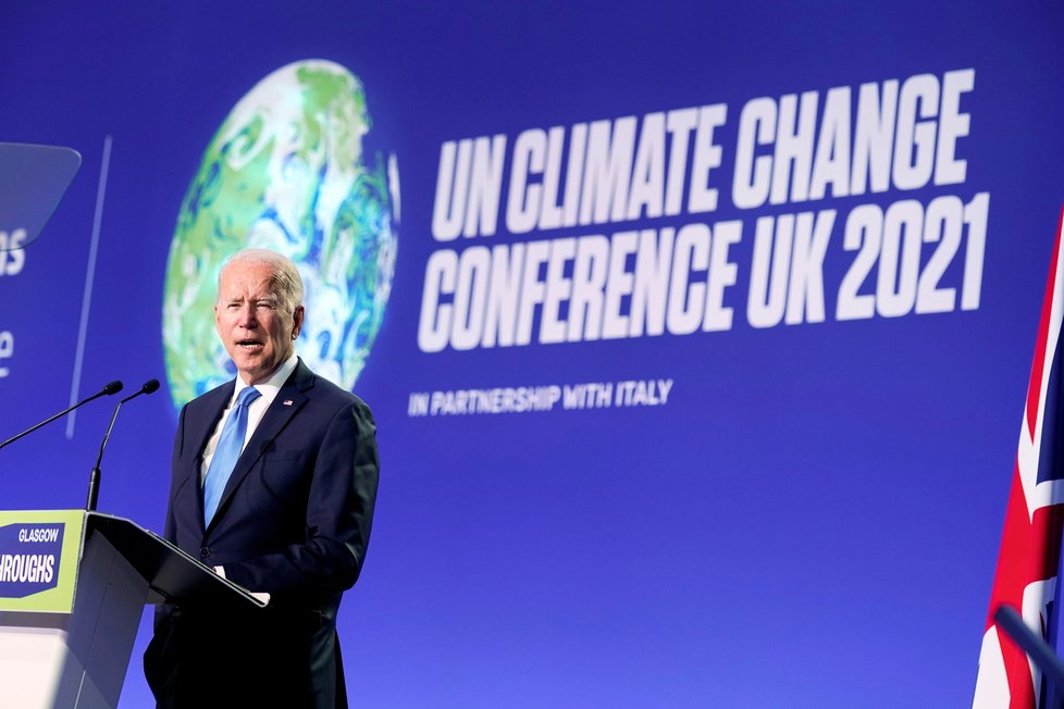 Prezident USA Joe Biden na klimatické konferenci.