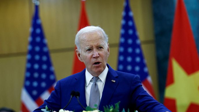 Americký prezident Joe Biden na tiskové konferenci v Hanoji. (10.9.2023)