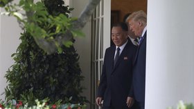Prezident USA Donald Trump se setkal v Bílém domě se severokorejským vyslancem Kim Jong-čcholem (1.6.2018)
