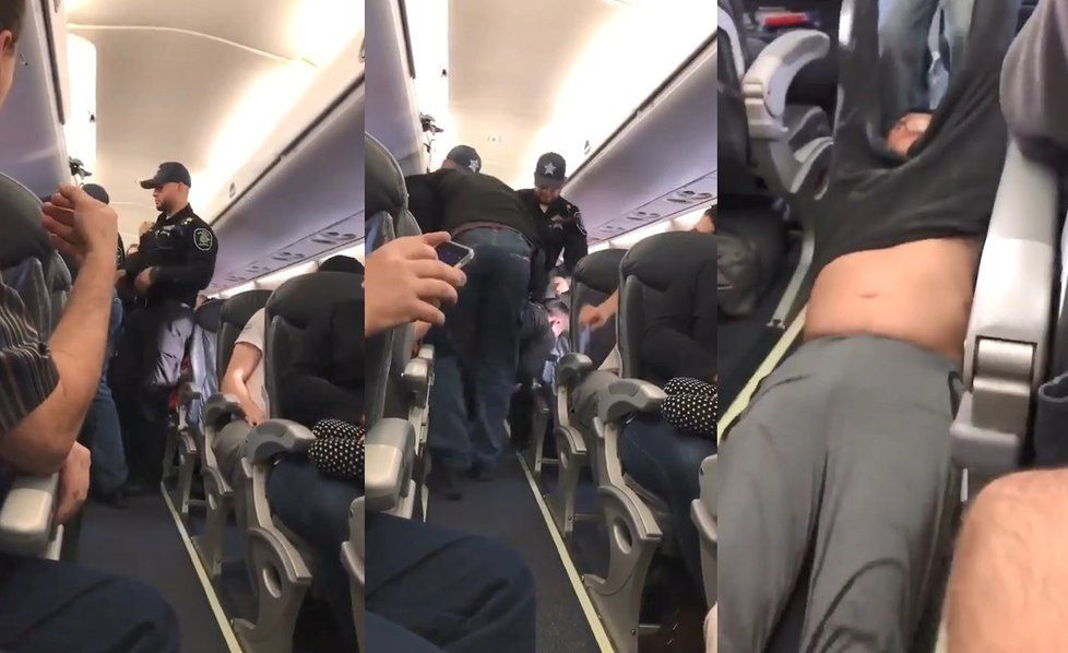 Brutální zásah policie v letadle: Lékaři rozbili hlavu o sedačku, protože odmítal vystoupit.