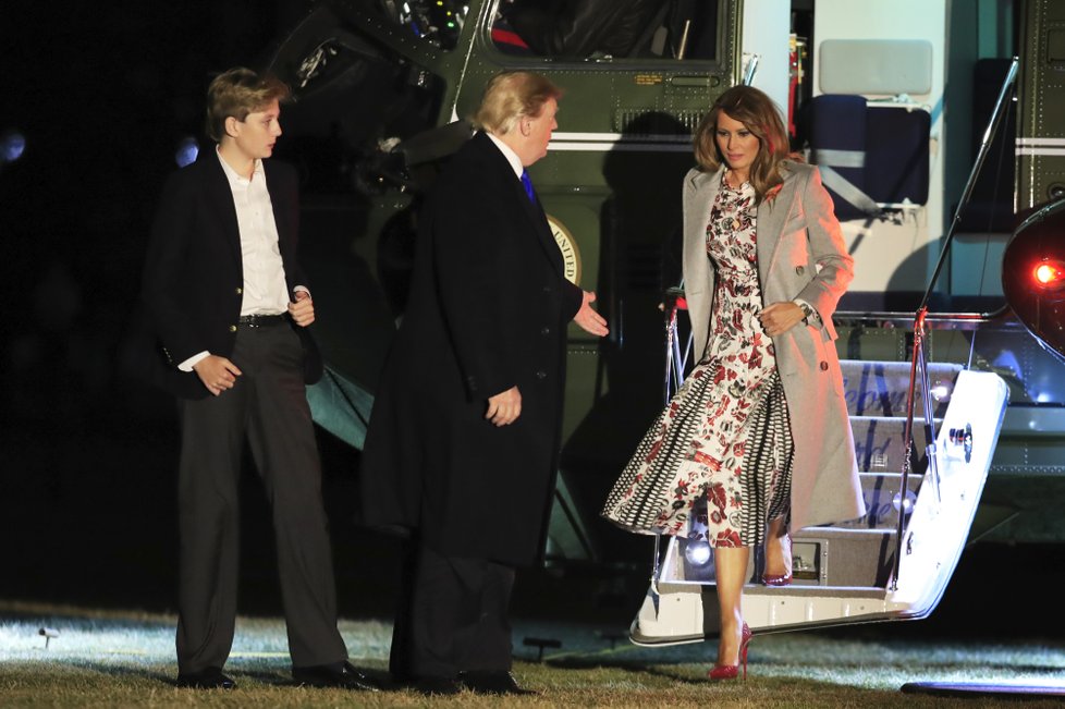 Prezident Donald Trump s manželkou Melanií a synem Barronem.