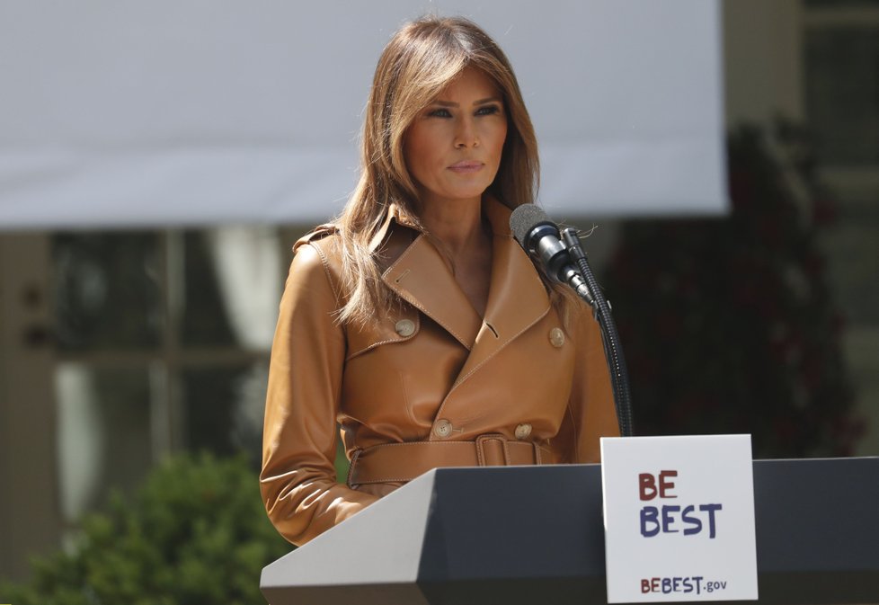 Jedno z posledních veřejných vystoupení první dámy Melanie Trumpové před operací, (7.05.2018).