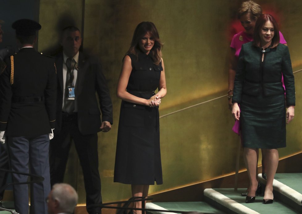 První dáma USA Melania Trump doprovodila na Valné shromáždění OSN prezidenta Donalda Trumpa.