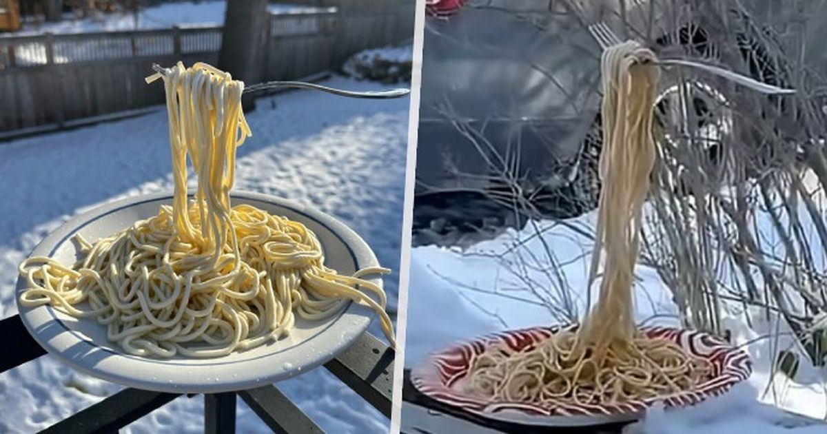 Minneapolis: un experimento con espaguetis congelados está haciendo reír a Internet