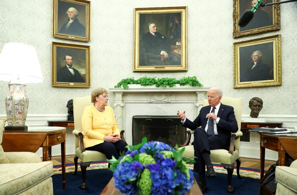Schůzka německé kancléřky Angely Merkelové s americkým prezidentem Joem Bidenem.