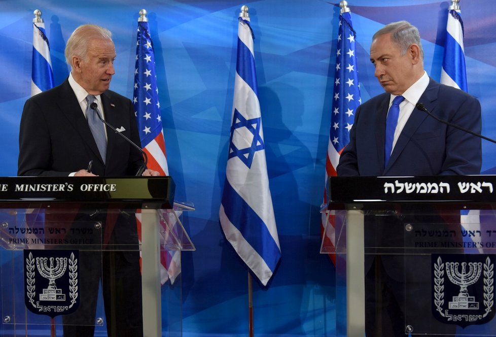 Rok 2016: Joe Biden jako viceprezident USA v Jeruzalémě s izraelským premiérem Benjaminem Netanjahuem.