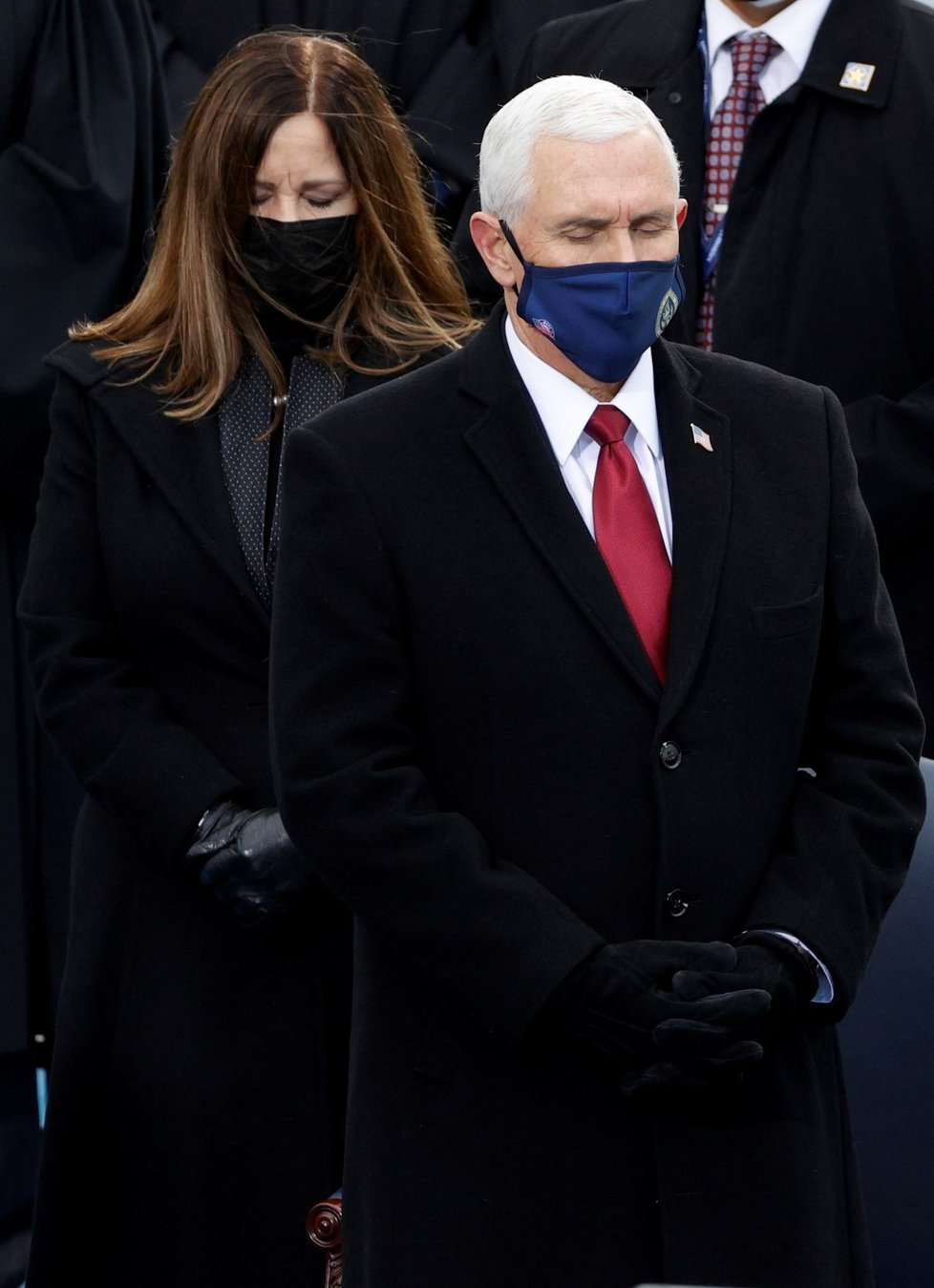 Trumpův viceprezident Mike Pence na inauguraci Joea Bidena.