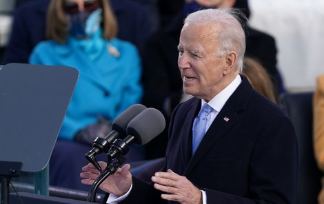 Joe Biden při prvním prezidentském projevu.