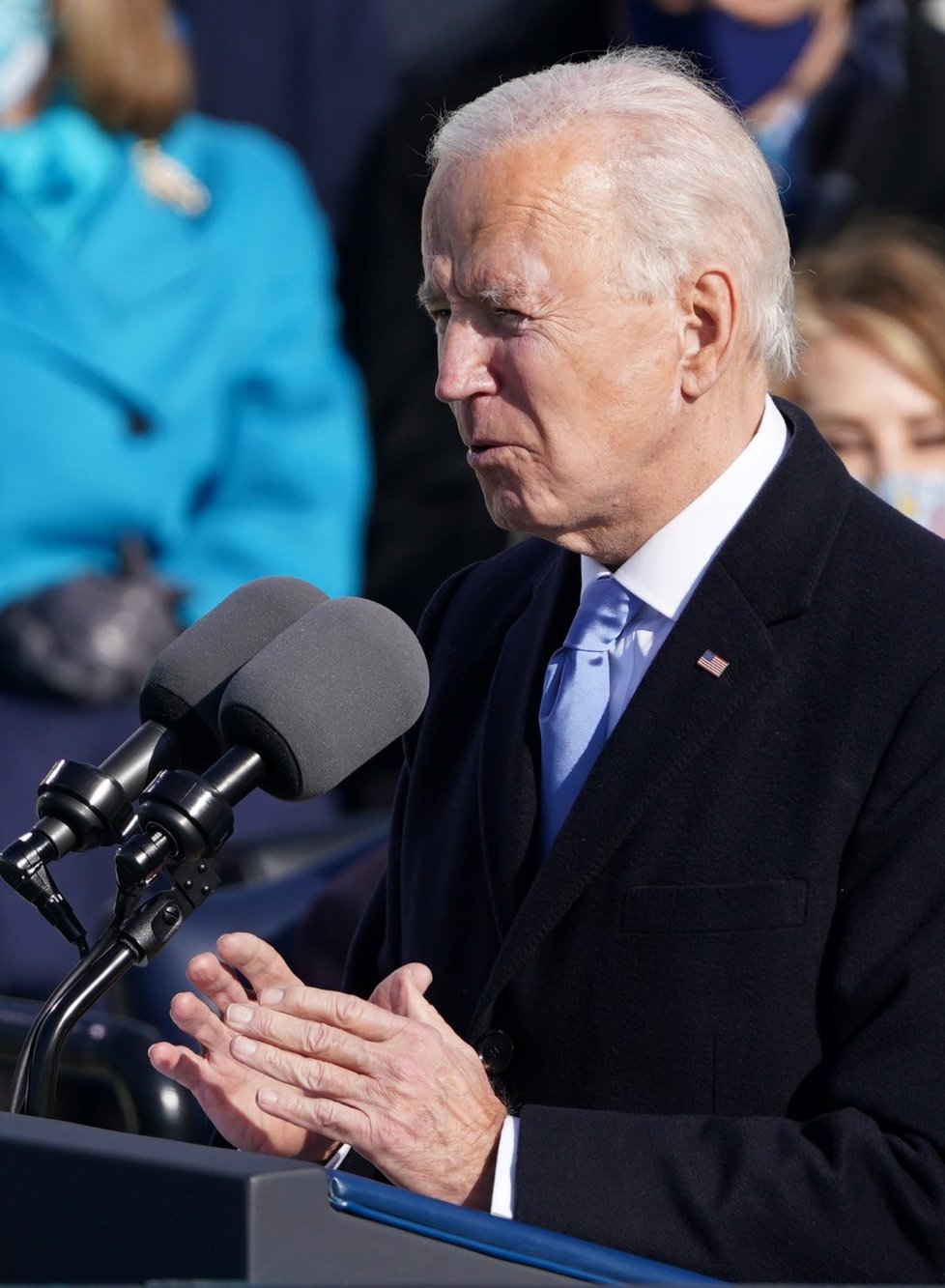 Joe Biden při prvním prezidentském projevu.