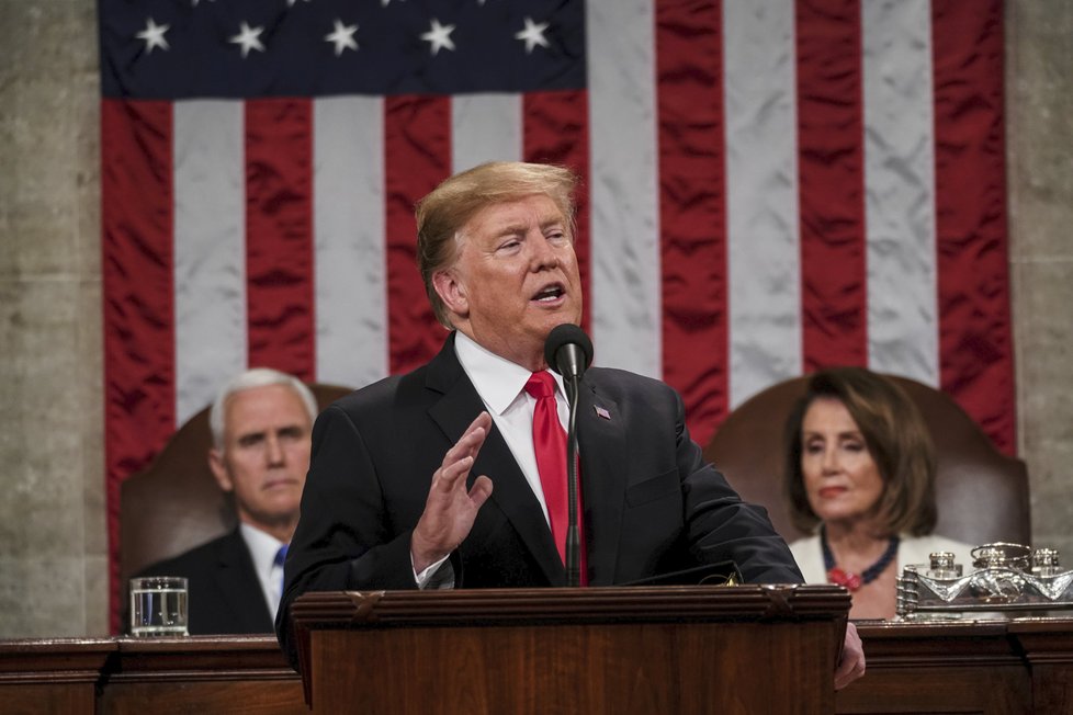 Americký prezident Donald Trump přednesl odložený projev o stavu Unie, (6.02.2019).