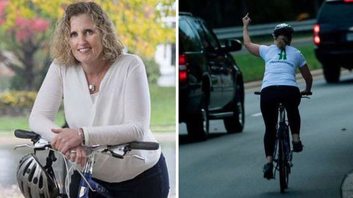 Cyklistku po jejím gestu vůči Trumpovi vyhodili z práce