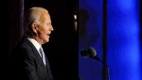 Zvolený prezident Joe Biden při vítězném projevu ve Wilmingtonu