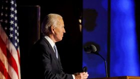 Zvolený prezident Joe Biden při vítězném projevu ve Wilmingtonu