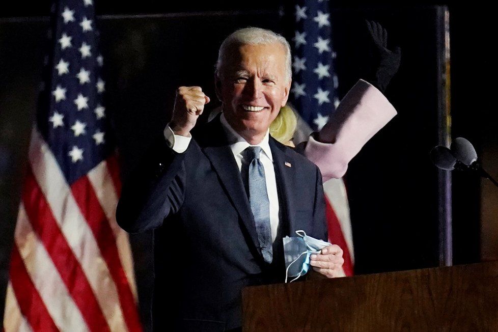 Joe Biden při prvním povolebním projevu.