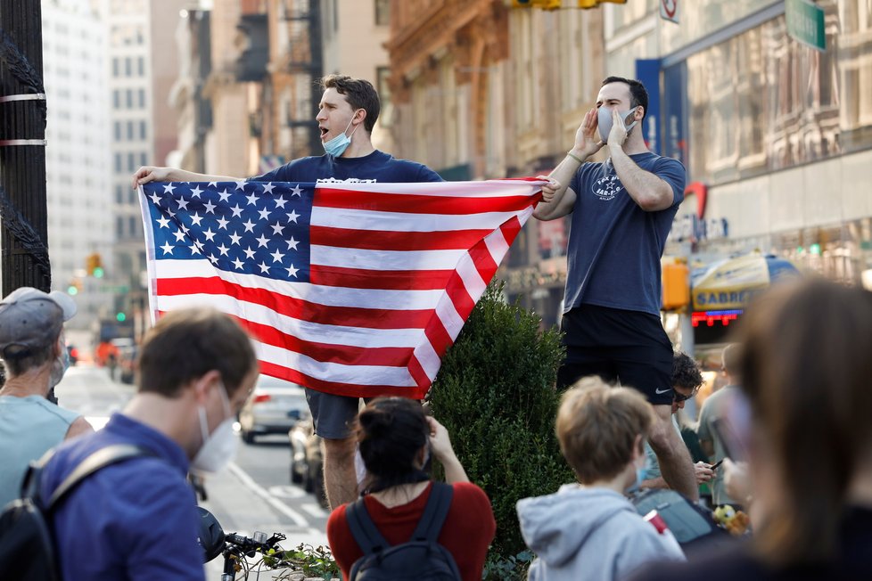 Oslavy vítězství Joea Bidena v amerických prezidentských volbách (7.11.2020)