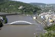 Rozlité Labe v Ústí nad Labem, v popředí uzavřený Benešův most na snímku z 5. června.