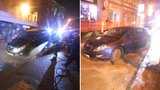 Kuriózní nehoda v Ústí nad Labem: Řidič s autem uvízl v čerstvém betonu na silnici