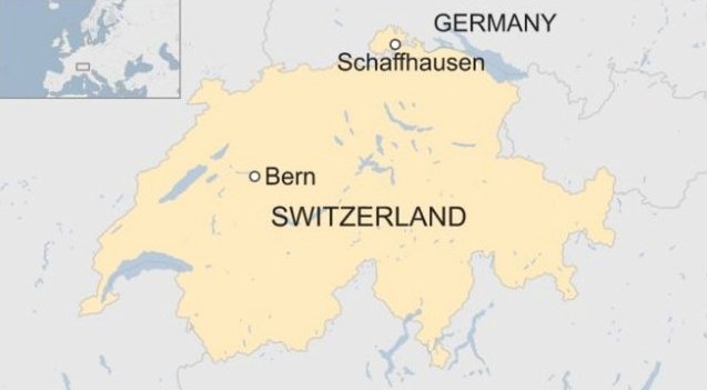 Švýcarské městečko Schaffhausen je poblíž německých hranic.