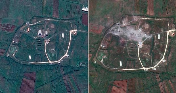 Rakety vymazaly Asadovy bašty z mapy, ukazují satelitní snímky Sýrie