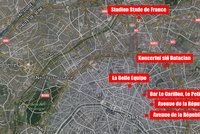Mapa teroru v Paříži: Stadion, klub a několik restaurací!