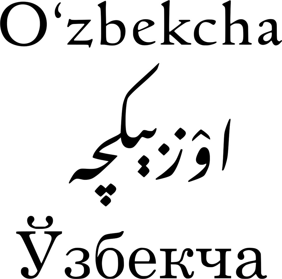 Uzbečtina uzbecky - latinkou, arabským písmem a azbukou.