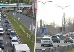 Ulice  V Holešovičkách na Praze 8, kterou denně projede až sto tisíc aut.