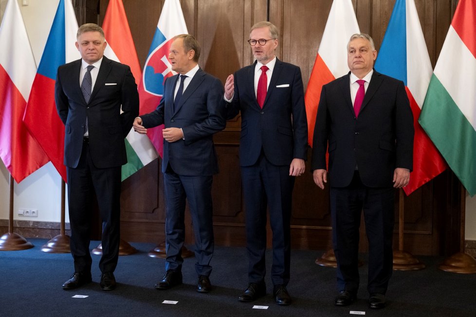Premiéři zemí V4 dorazili na jednání do Prahy (27.2.2024)