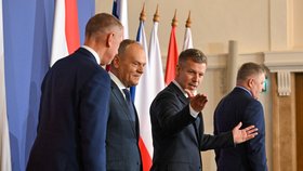 Jednání premiérů V4 v Maďarsku: Andrej Babiš, Robert Fico, Donald Tusk a Péter Magyar (23.6.2026)