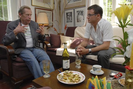 Václav Havel při schůzce s Ondřejem Liškou ze Strany zelených