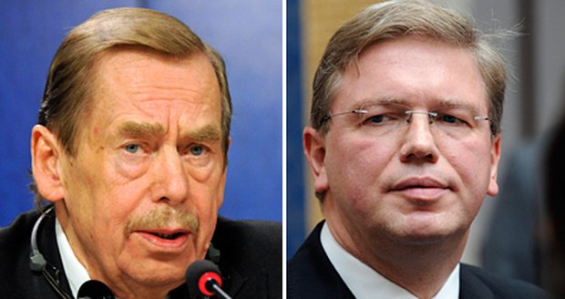 Bývalý prezident Václav Havel (vlevo) je ke komunistické minulosti kandidáta na eurokomisaře Štefana Füleho shovívavý
