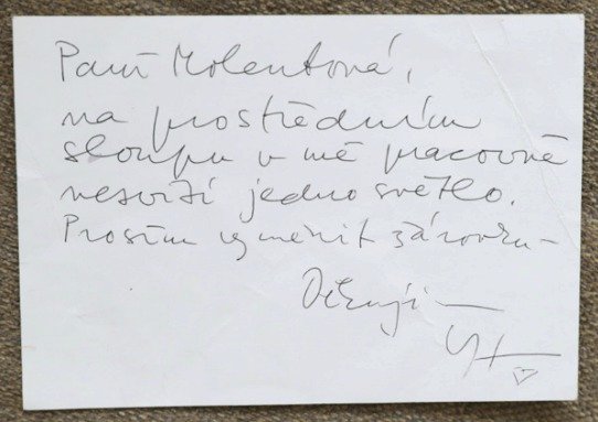 Václav Havel nechával instrukce paní Molentové formou dopisů. Některé má dodnes schované.