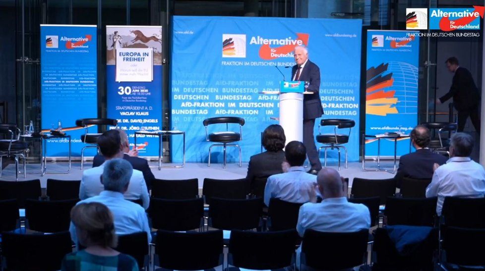 Exprezident Václav Klaus hovořil v Berlíně na akci opoziční Alternativy pro Německo (AFD). Nové předsednictví Německa v EU podle něj není dobrou zprávou. (30.6.2020)