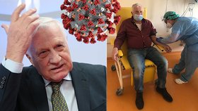 Nakažený Klaus ukázal fotku z nemocnice a s rouškou na obličeji vzkazuje: Je mi lépe