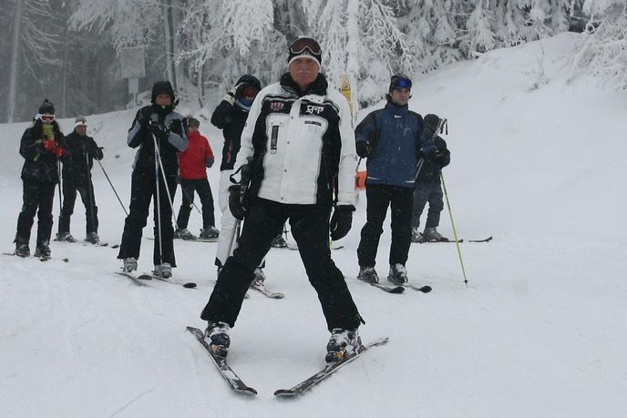 Václav Klaus na lyžích v Monínci