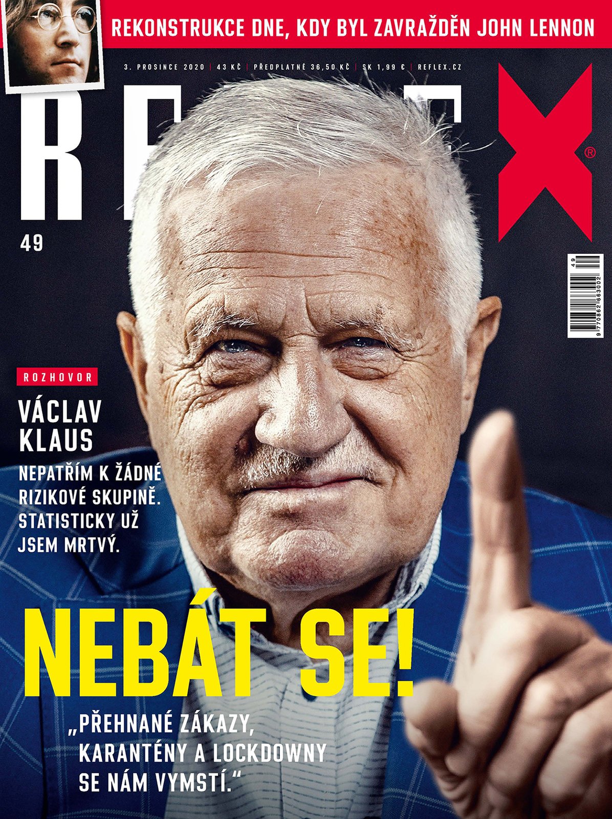 Václav Klaus na obálce Reflexu: 2020/49