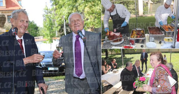 Klaus slaví 77. narozeniny. Přijeli Zeman, Duka i Livia, průšviháře Rokytku vyvedli