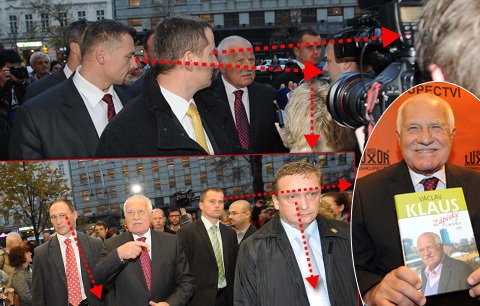 Prezident Klaus se vydal na autogramiádu, bodyguardi si ho střežili, jako oko v hlavě a ostřížími pohledy pročesávali okolí
